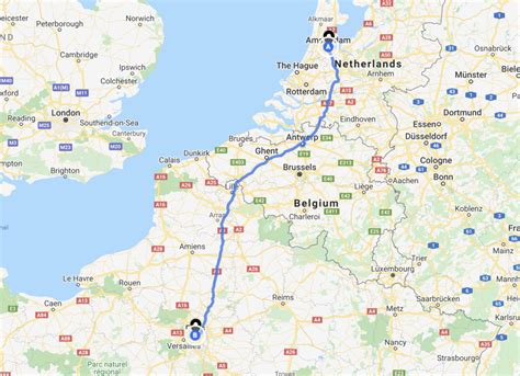 amsterdam to france distance.